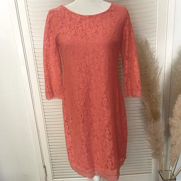 chinese dress ladies Aster Lace Salmon Mini Dress – YASYA MINOCHKINA main image 1